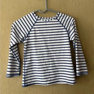 Garnet Hill Kids Blue White Striped Swim Top Rashguard Long Sleeve Size 12